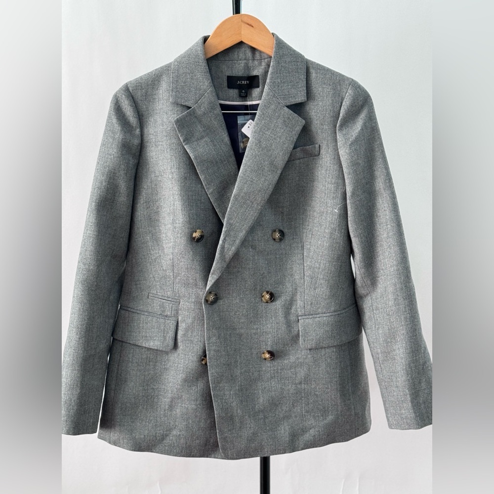 NWT JCrew Double-breasted blazer in lightweight houndstooth wool - Picture 5 of 8